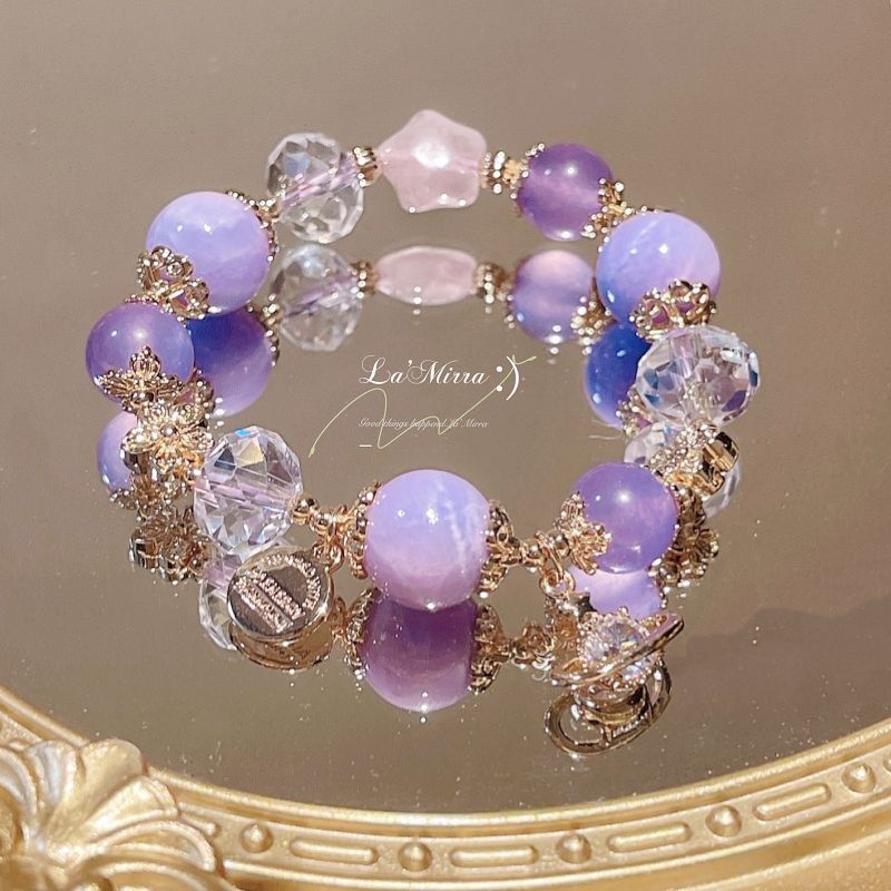 Wholesale Star Moonlight Black Gold Dark Obsidian Blue Beaded Bracelet ACC-BT-Zhuox003