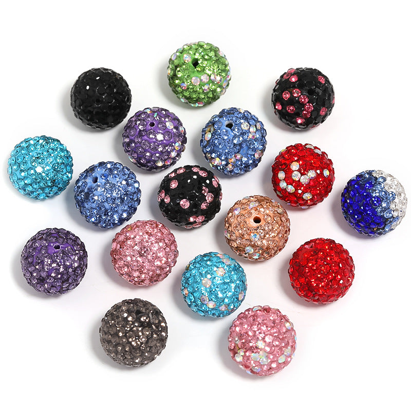 Wholesale 10pcs/pack 16mm Shambhala Clay Drill Ball Colorful Rhinestone Soft Clay Beads ACC-BDS-BoLG001