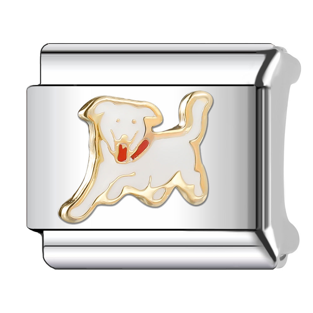 Wholesale Italian Charm Bracelet 9mm DIY Splicing Cute Pet Series Stainless Steel Composable Bracelet