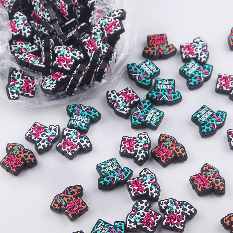 Wholesale 10pcs Cartoon Nurse Uniform Silicone Beads Focal Beads DIY Beadable Pen Accessories ACC-BDS-GuangTian026