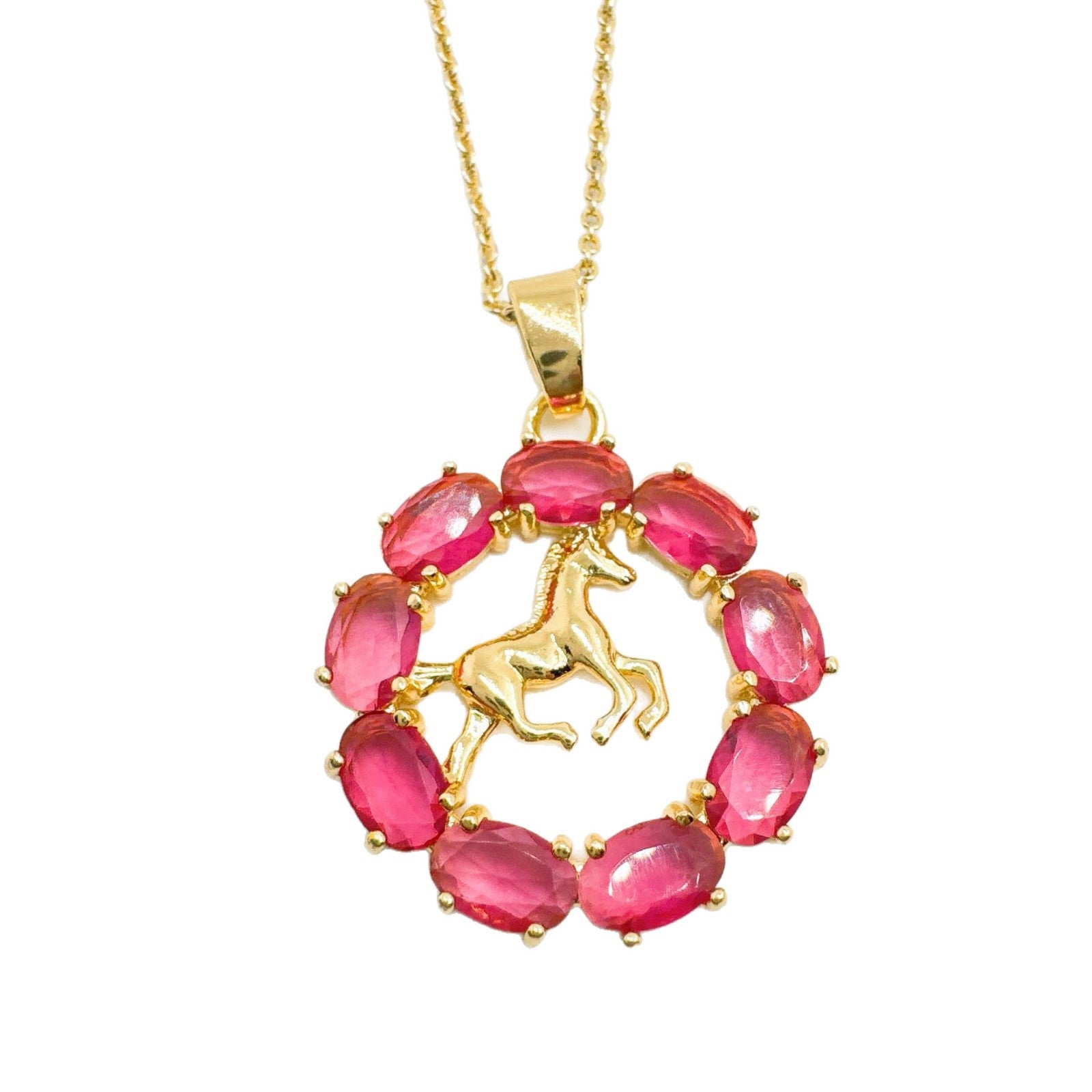 Wholesale Zodiac Horse Pendant Necklace Gold Plated Copper Light Luxury Jewelry Accessory Boutique Resale Gift