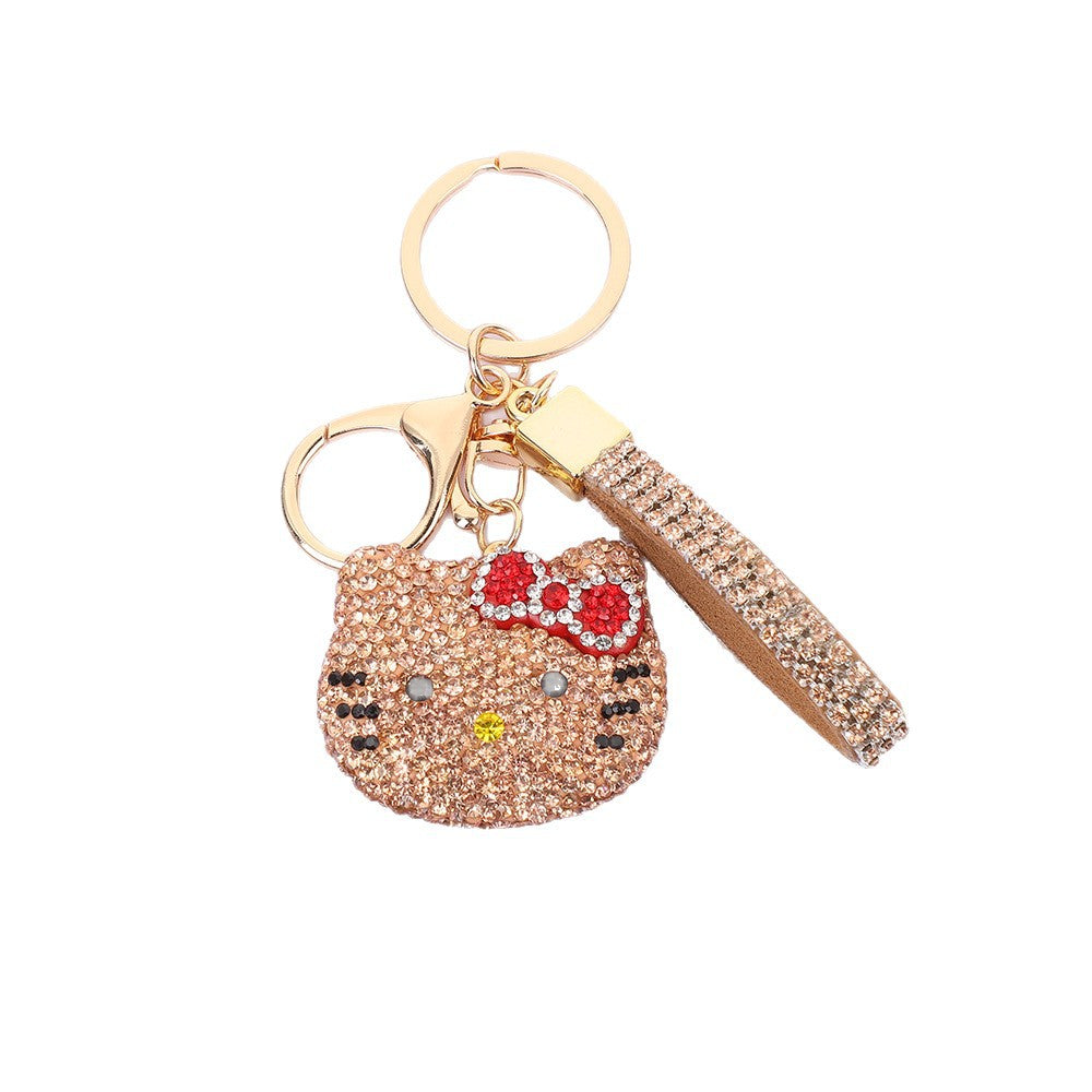 Wholesale Rhinestone Cat Keychain Cute Car Key Accessory Bag Charm For Couples And Lovers