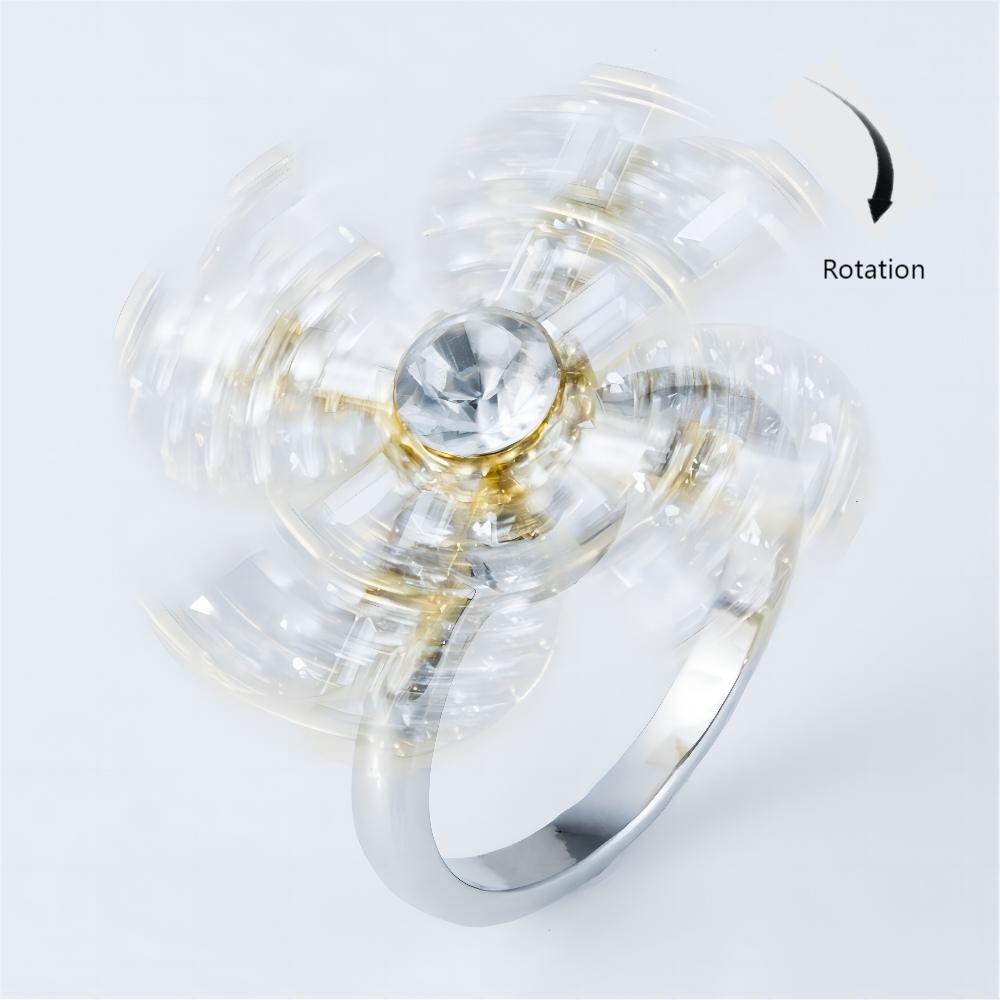 Wholesale  windmill rhinestone live ring adjustable size rotating ring