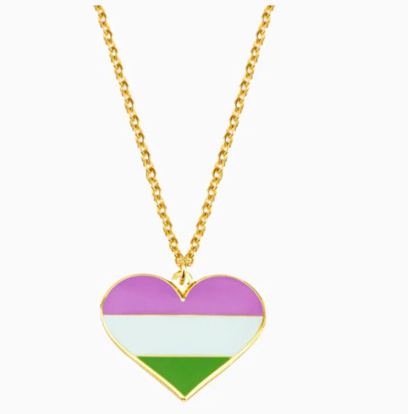 Wholesale Rainbow Color Heart Shaped Oil Drop Pendant Necklace ACC-NE-Zhey001