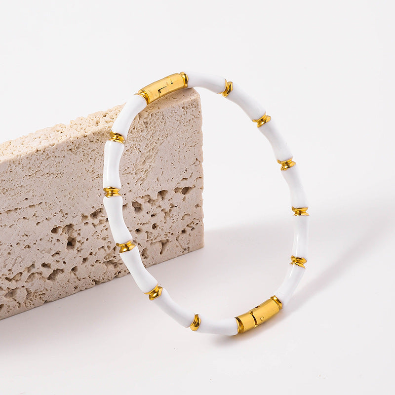 Wholesale Oil Drop Stainless Steel Multicolor Bamboo Bracelet ACC-BT-RuiX003