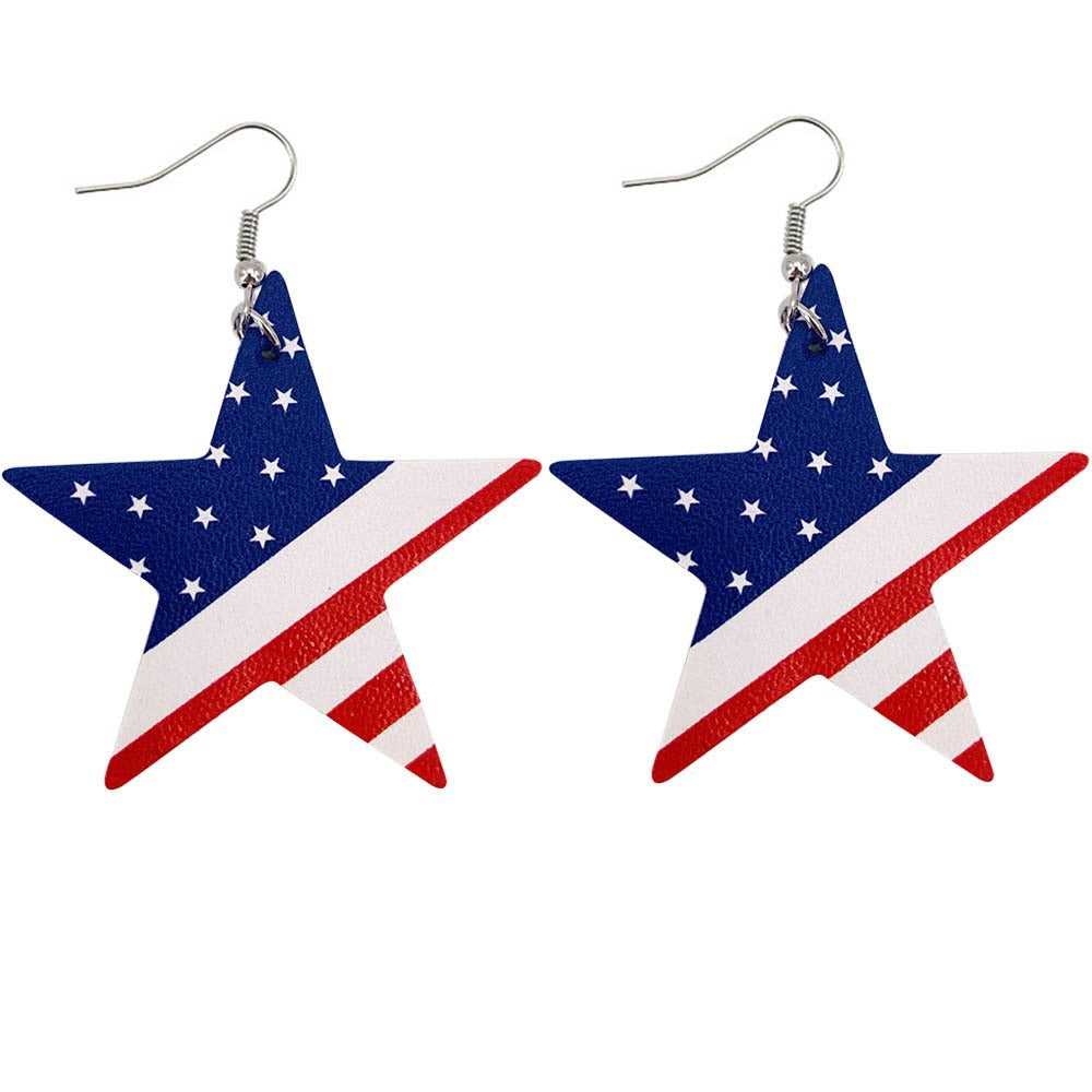 Wholesale National Flag Five-Pointed Star Independence Day Acrylic Earrings