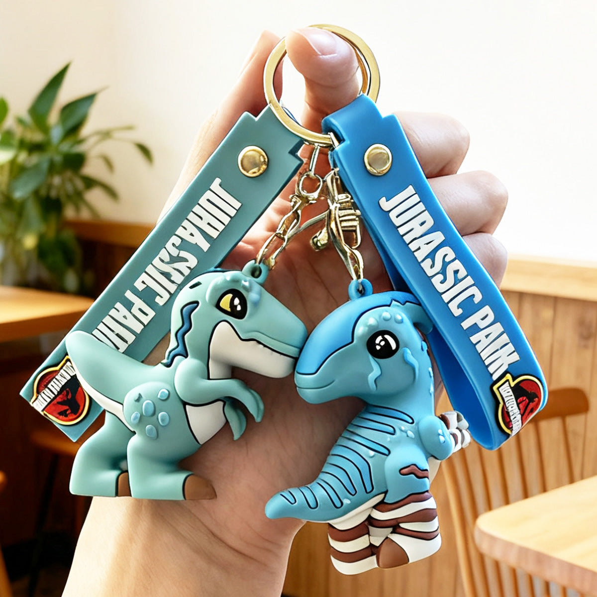 Commercio all'ingrosso dinosauro giurassico portachiavi ciondolo cartoon anime Tyrannosaurus Rex Triceratops