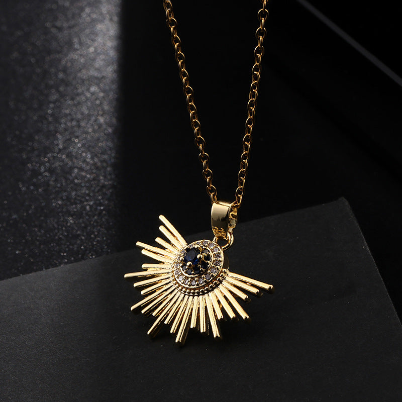 Wholesale Chic Demon Eye Pendant Necklace Copper Electroplated O Shaped Chain Stylish Jewelry Accessory For Boutique Resale