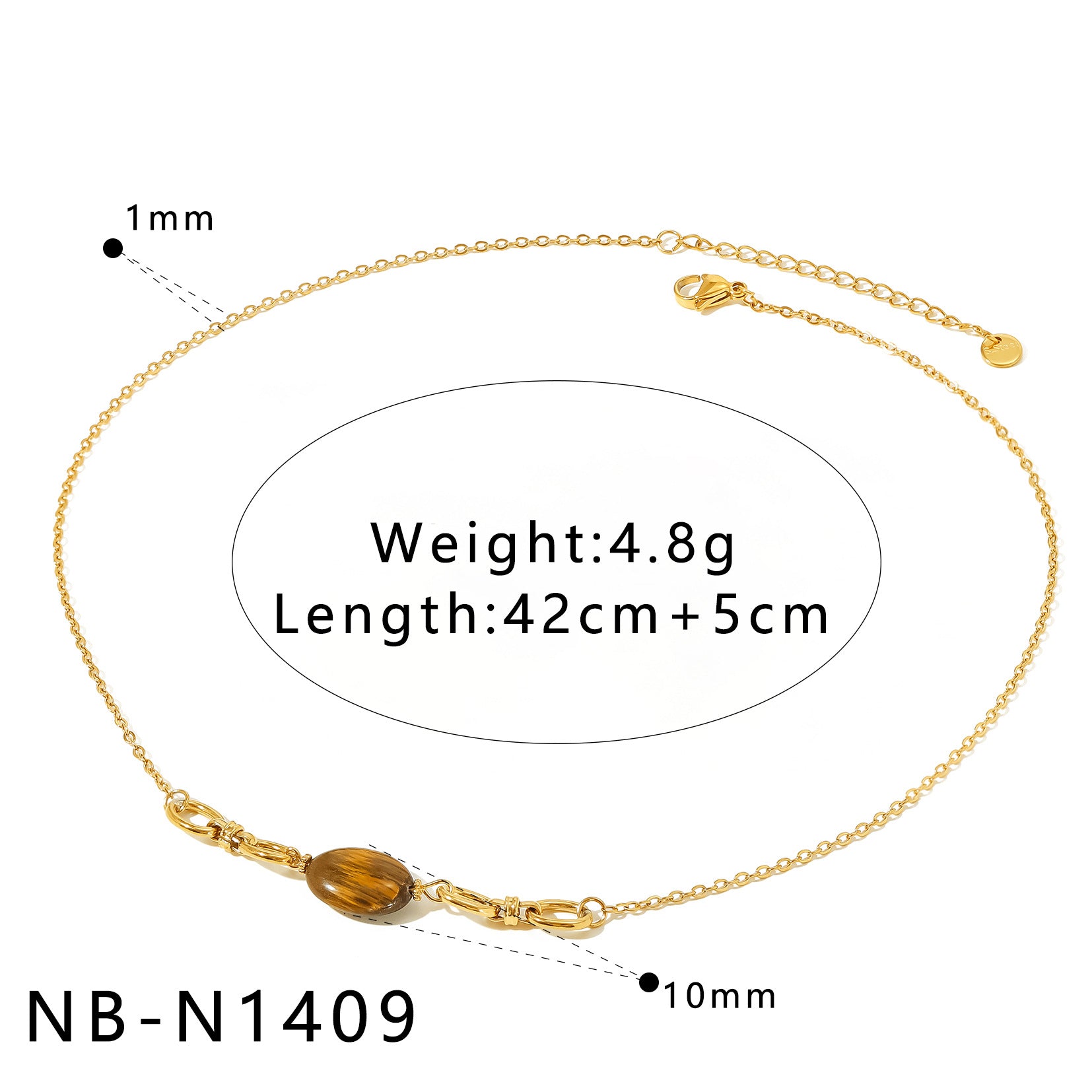 Wholesale Stainless steel natural stone gold-plated necklace earrings and bracelet set