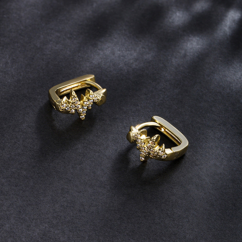 Wholesale  Gold Plated Zircon Lightning Ear Buckle  Light Luxury Earrings