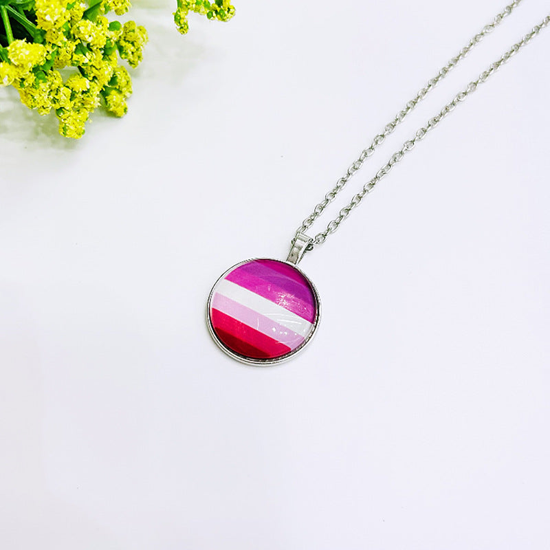 Wholesale Rainbow Flag Same-sex Six-color Pendant LGBT BraveLove Necklace ACC-NE-Guangg001