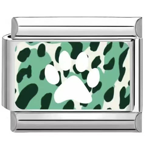 Wholesale Trendy Paw Print Leopard Pattern DIY Stainless Steel Bracelet Charms Jewelry Accessory