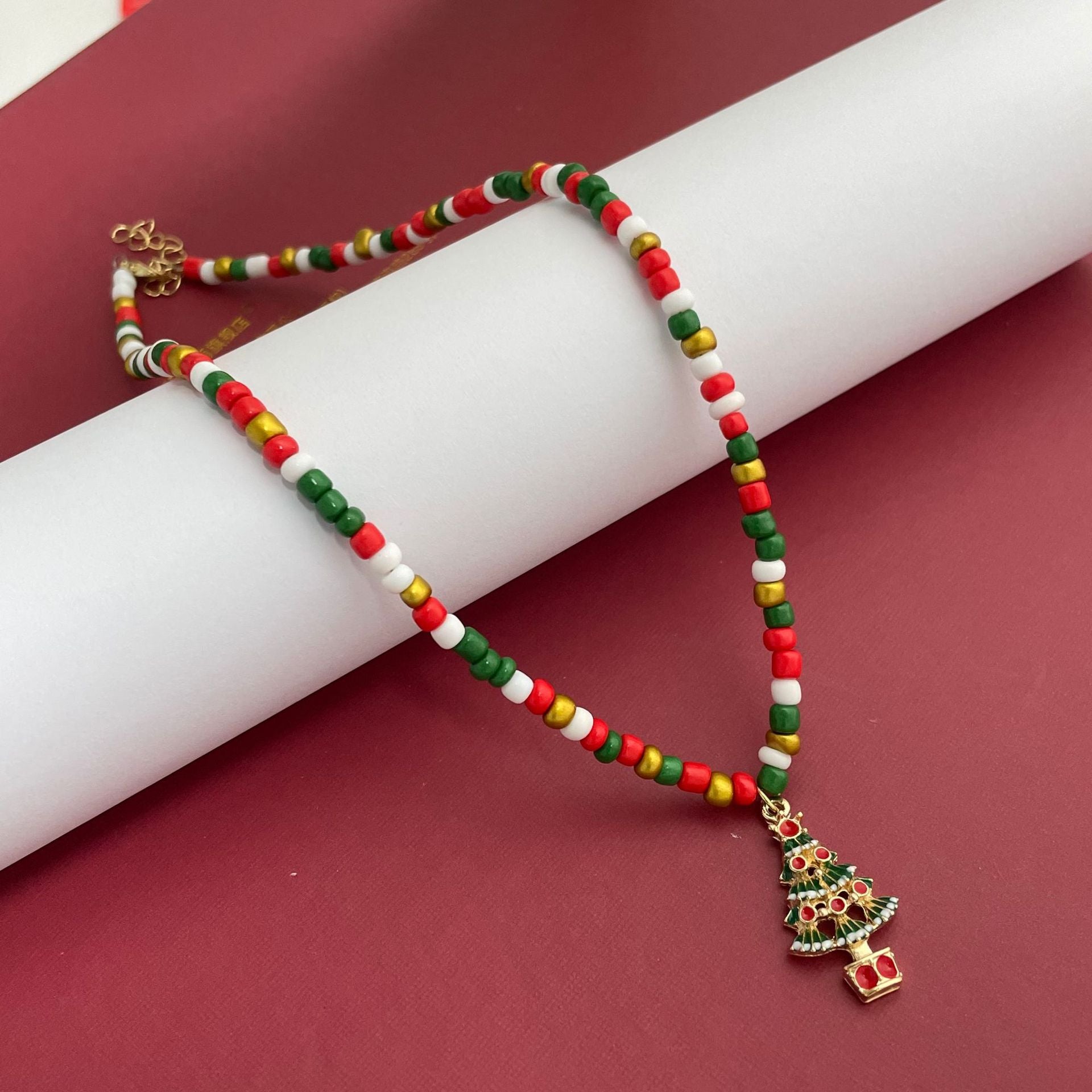 Wholesale Christmas acrylic rice beads necklace