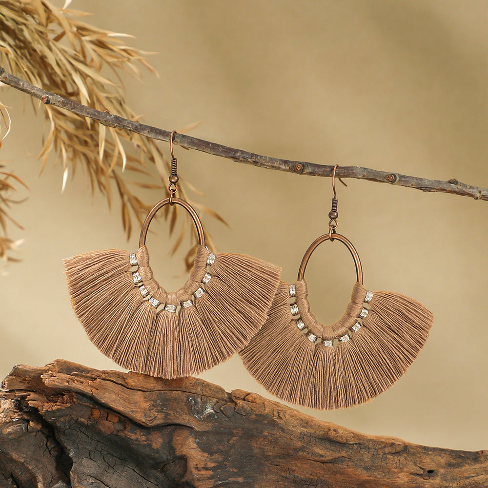 Wholesale Bohemian Style Handmade Tassel Earrings Zinc Alloy Jewelry Accessory