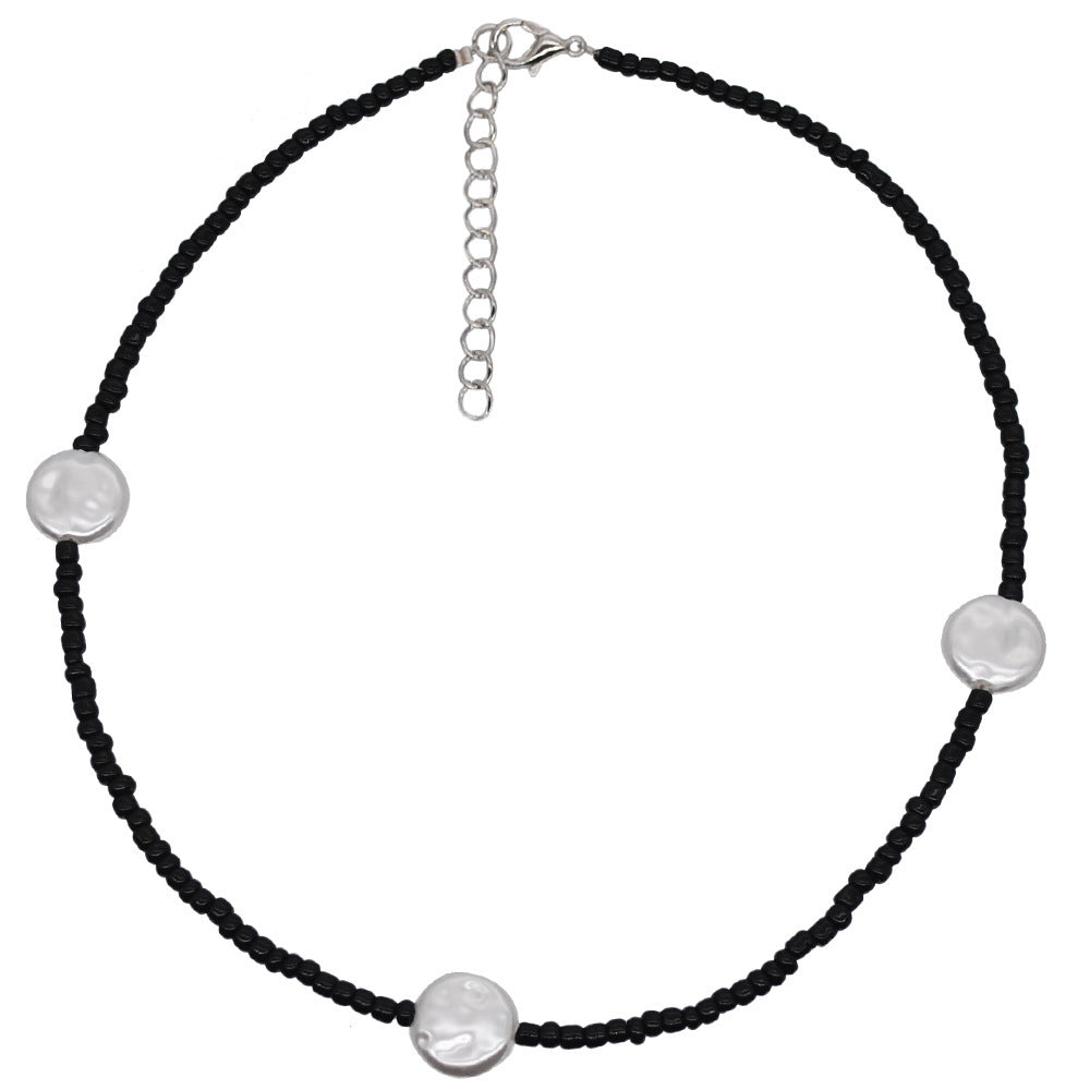Wholesale gold color rice beads short neck clavicle necklace