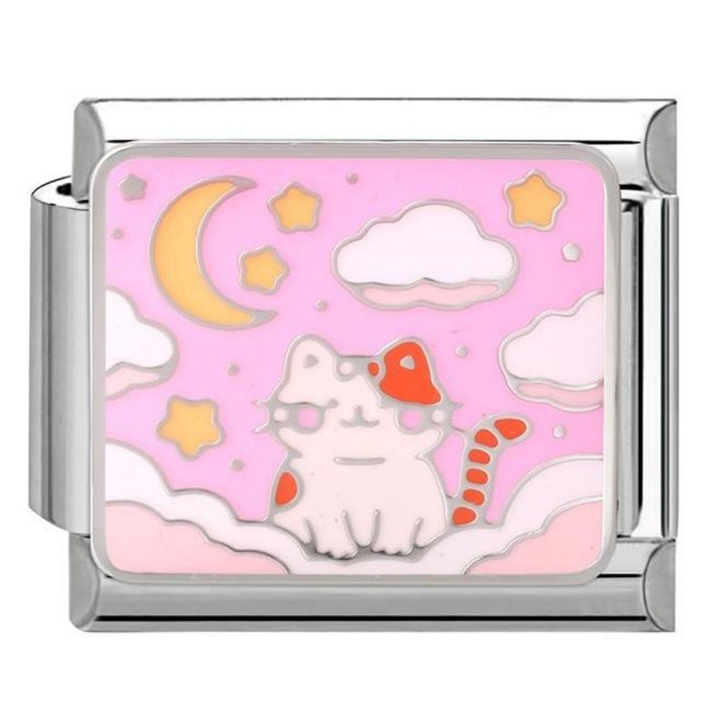 Wholesale Stylish DIY Italian Charms Bracelet With Cat Design Titanium Steel Craft Supply For Jewelry Making