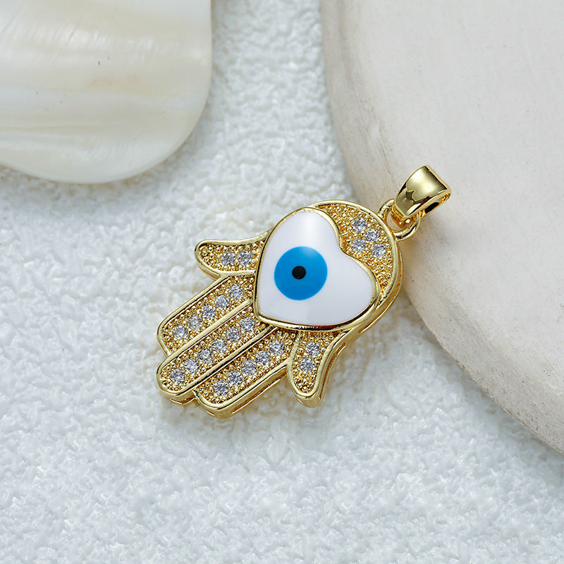 Wholesale Gold Plated Copper Eye Pendant Necklace with Zircon - Trendy Jewelry Accessory for Women