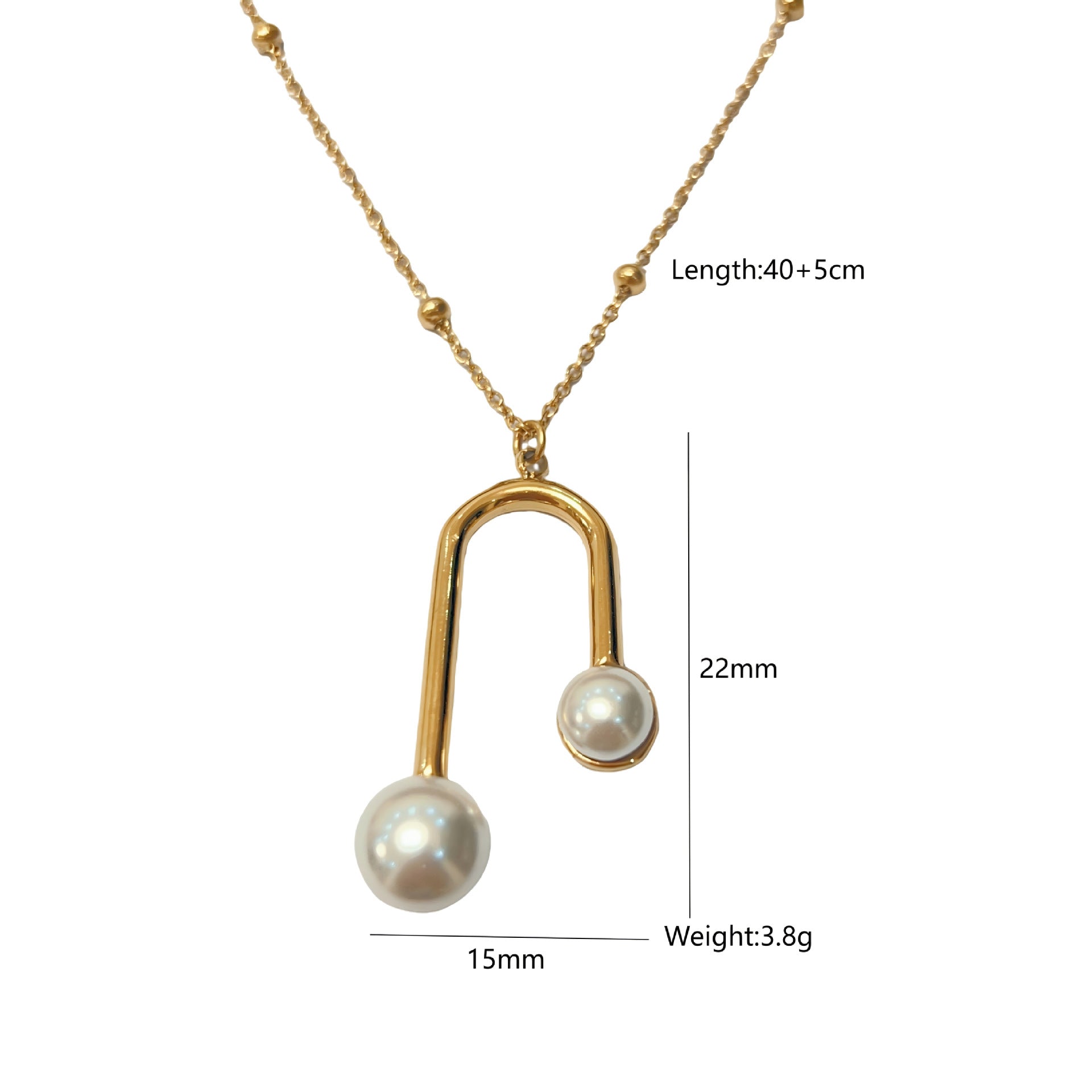 Wholesale Natural Stone Beaded Necklace Beads Geometric Pendant Stainless Steel Chain