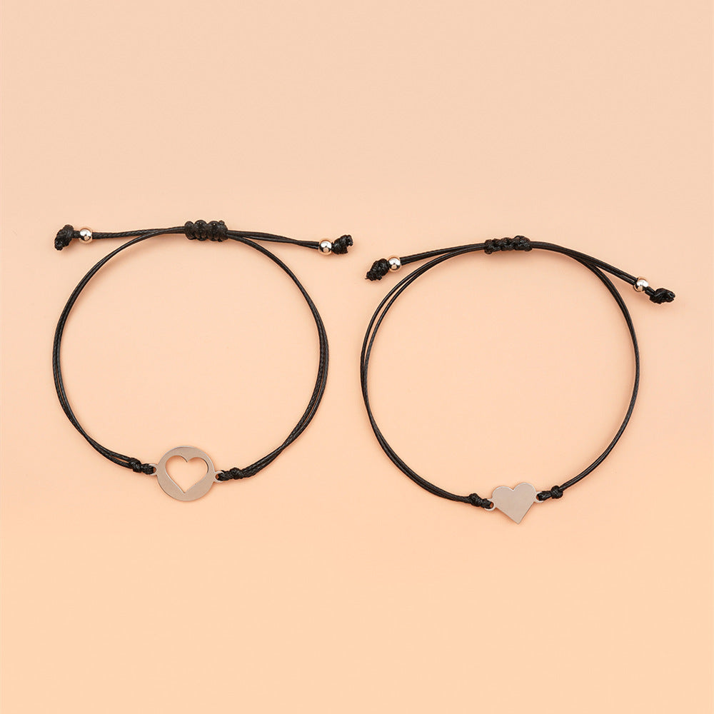 Wholesale Mother's Day Mom and Me Hollow Heart Shape Wax Thread Braided Bracelet Miyuki ACC-BT-ZhongH019