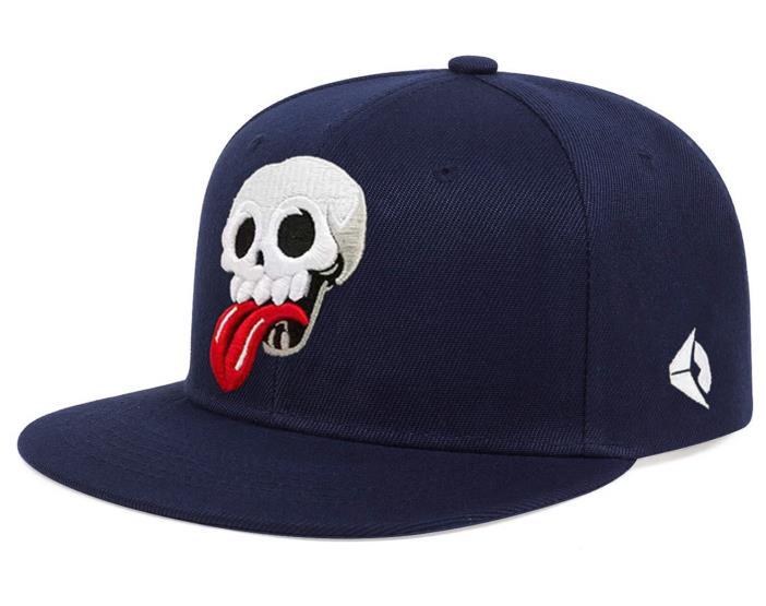 Wholesale Flat Brim Hat Embroidered Skull Hip Hop Baseball Cap ACC-HT-KuBang003