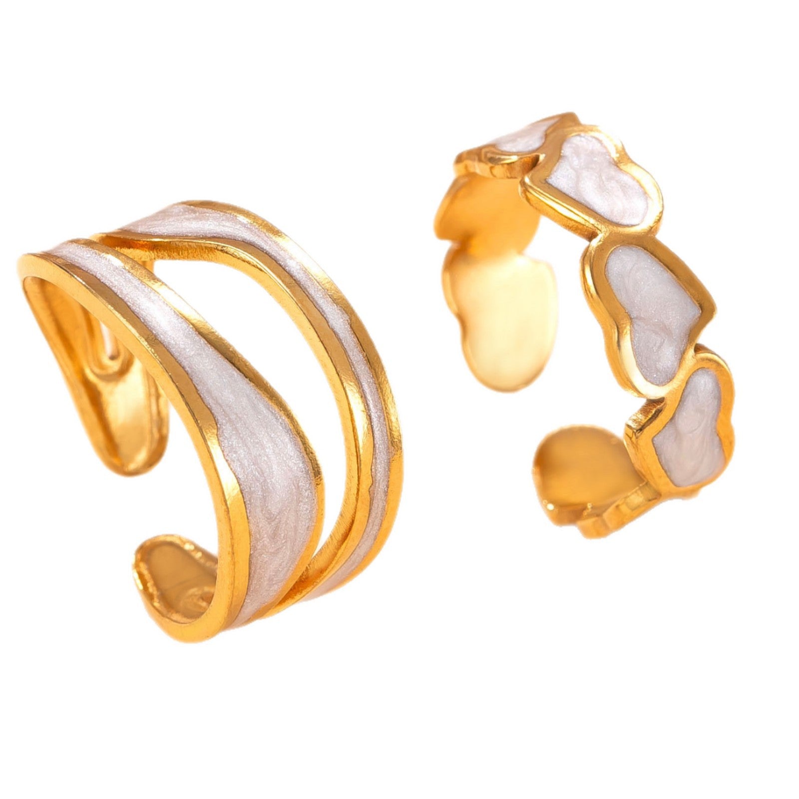 Wholesale titanium steel oil-pressed drop colored oil heart open ring