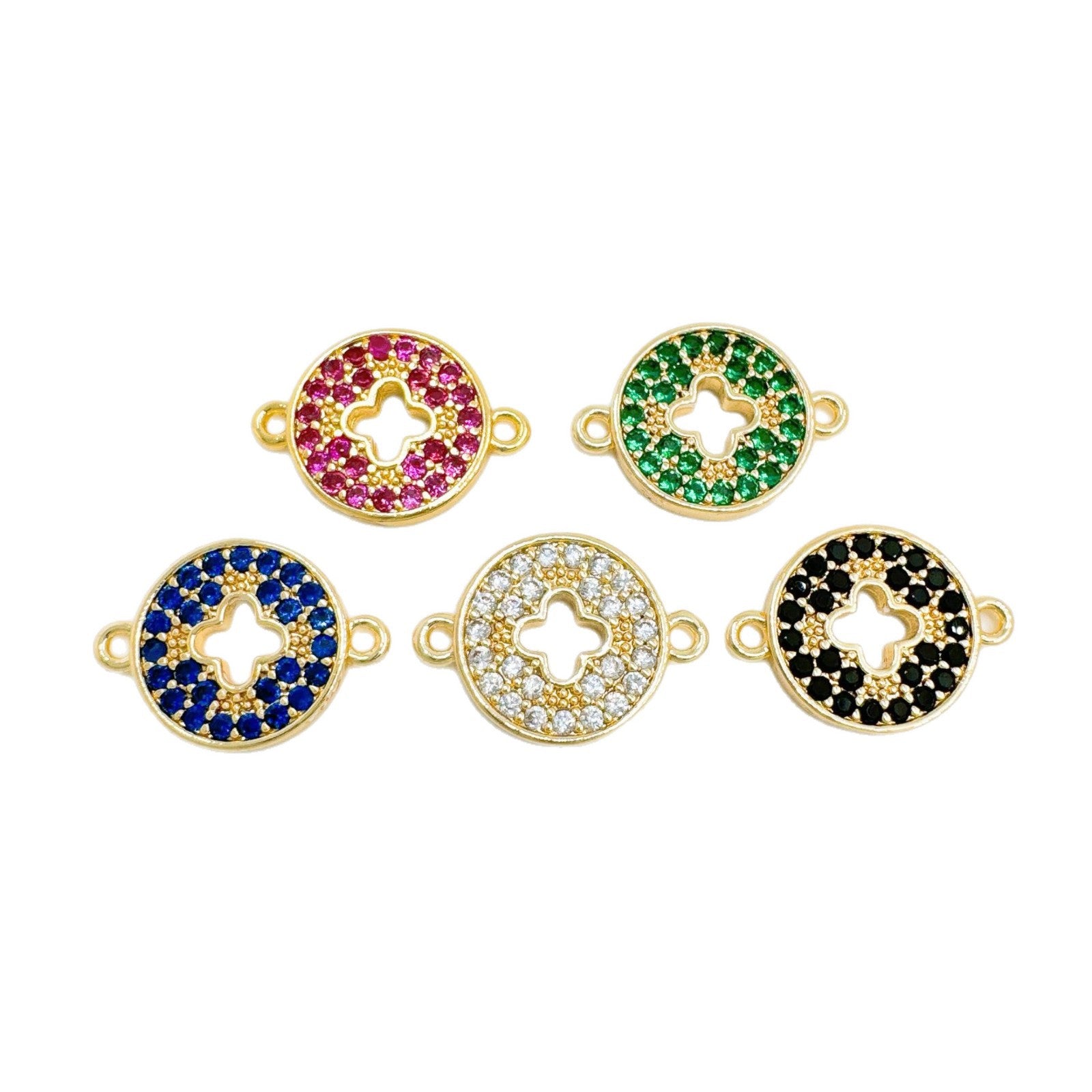 Wholesale 18K Gold Plated Copper Cross Charm Bracelet with Micro Zircon Trendy DIY Jewelry Accessory