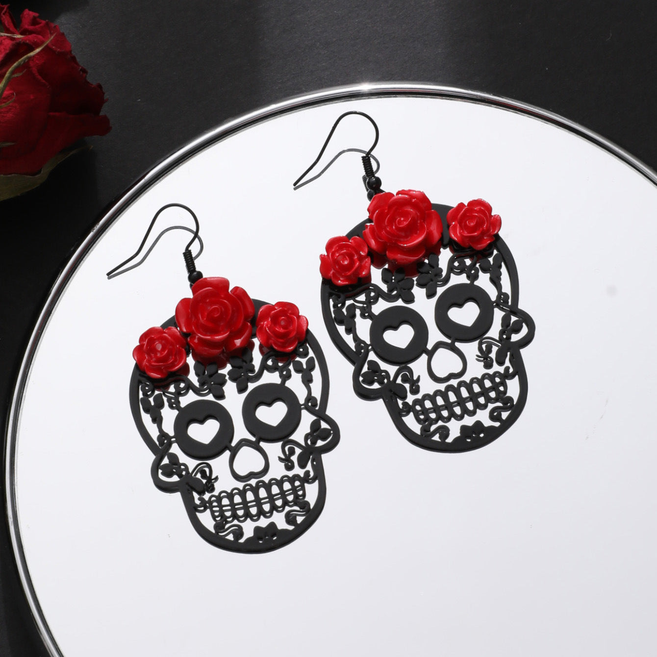 Wholesale Halloween Dark Gothic Rose Hollow Earrings ACC-ES-JunJie013