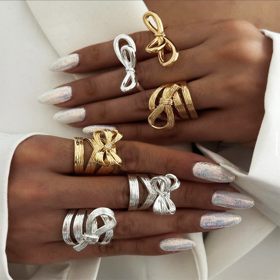 Wholesale multi-layer braided metal geometric exaggerated rings