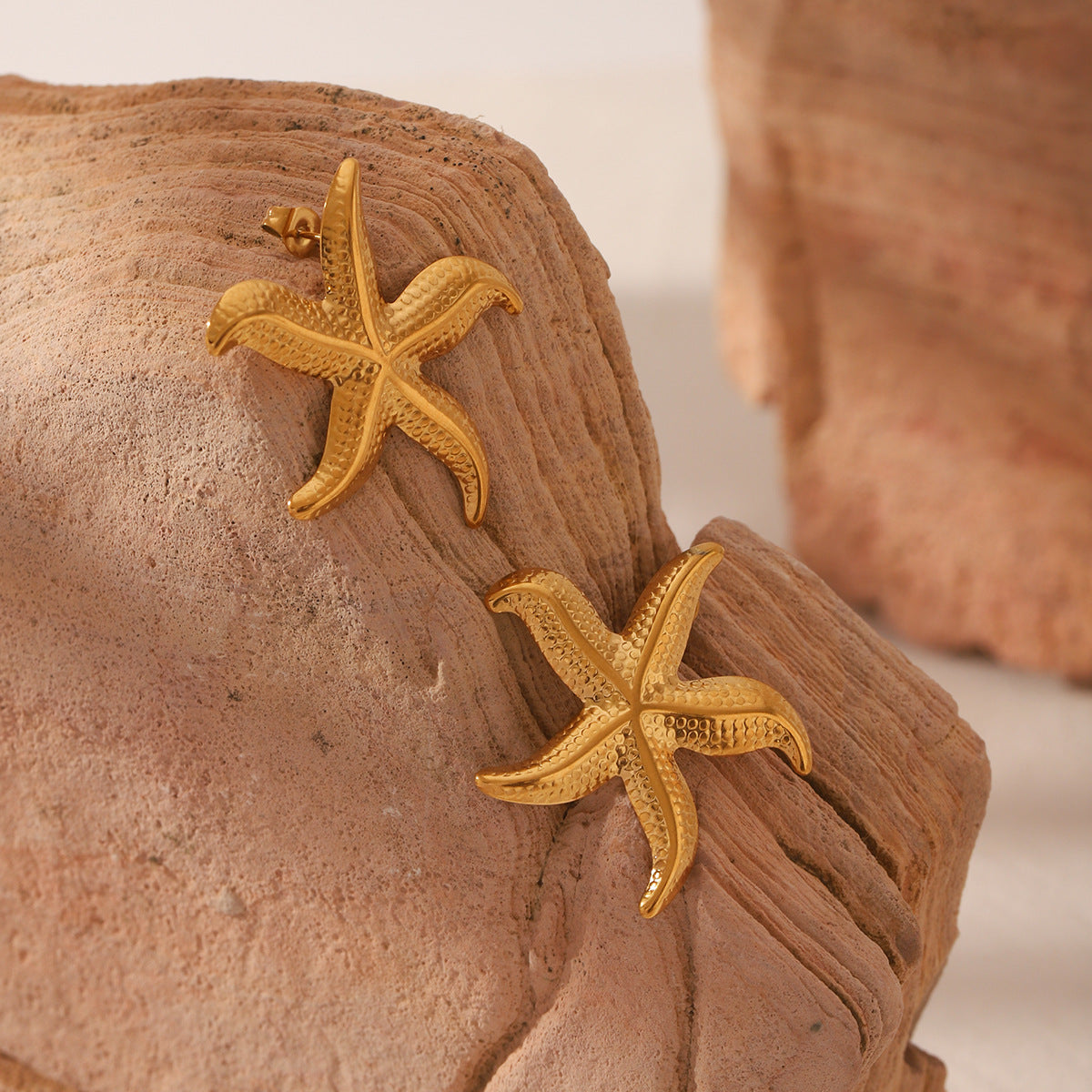 Wholesale ocean series stainless steel earrings exaggerated sea mans star earrings