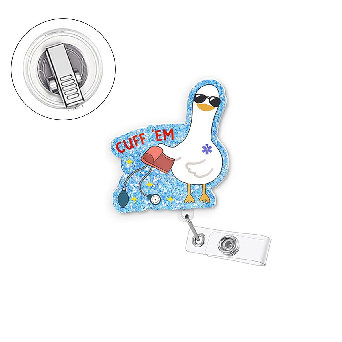 Wholesale Easy-Pull Clip Acrylic Pink Goose  Badge Reels