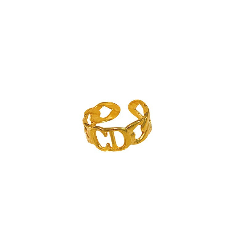 Wholesale  CD letter ring female twist chain open  finger ring