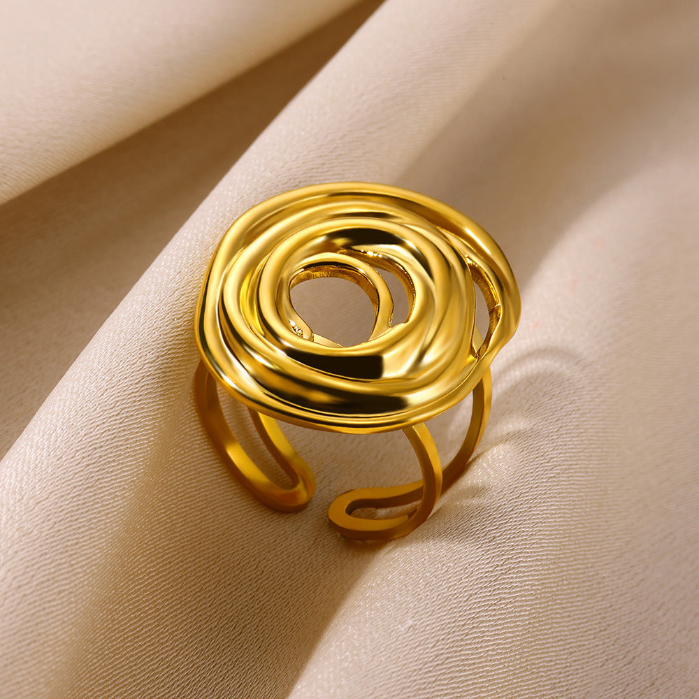 Wholesale Stainless steel zircon adjustable heart flower and butterfly ring