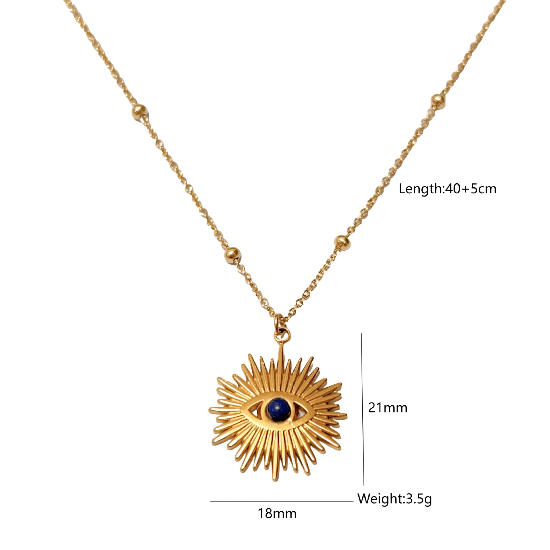 Wholesale  Demon Eye Beaded Necklace Natural Stone Eye Pendant Stainless Steel Chain