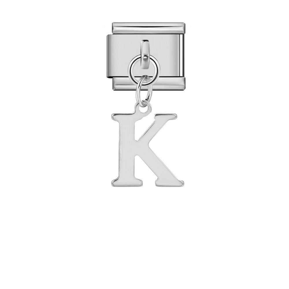 Wholesale Italian Charm Bracelet 9mm DIY Silver Simple Letter  Creative Stainless Steel Composable Bracelet