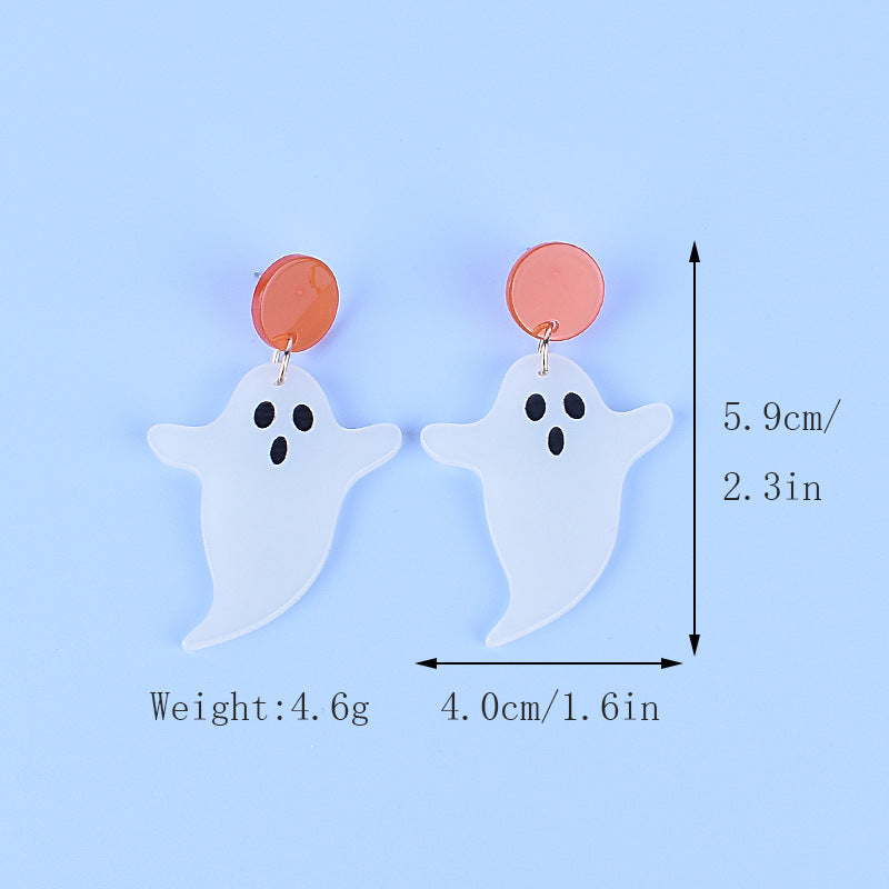 Wholesale Acrylic  Halloween  luminous fluorescent pumpkin ghost earrings