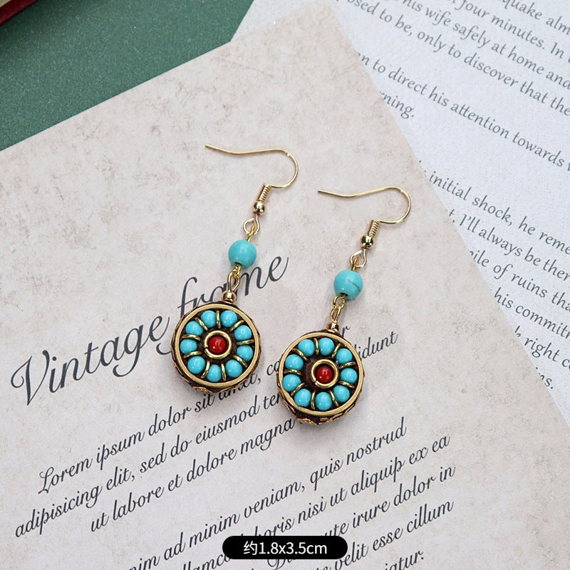 Wholesale Retro Nepal Style Handmade Dangle Earrings,  Trendy Fashion Accessory for Party or Everyday Wear