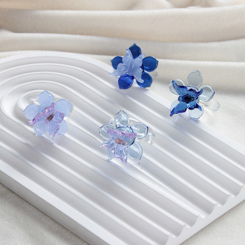 Wholesale  Moving Jewelry Butterfly Crafts Zibo Glaze Rotatable Glass Ring
