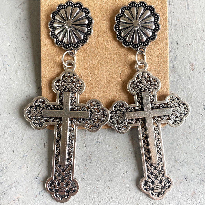 Wholesale 3PCS/ Pack Vintage Flower Cross Earrings