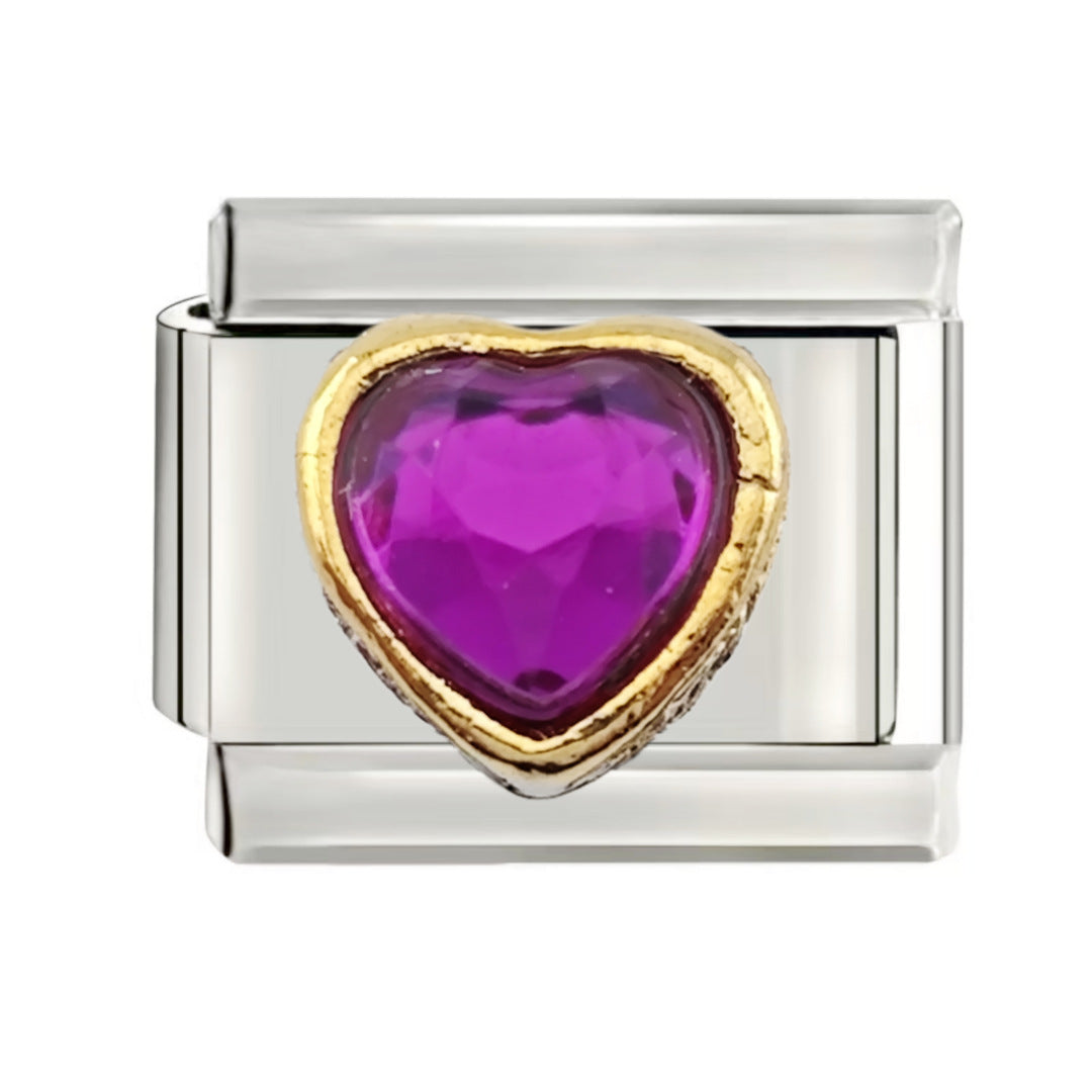 Wholesale Italian Charm Bracelet 9mm DIY  Heart-Shaped Gemstone Series Creative Stainless Steel Composable Bracelet