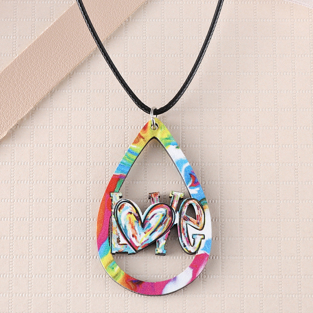 Wholesale Wooden Valentine' s Day Heart Earrings and Necklace Set