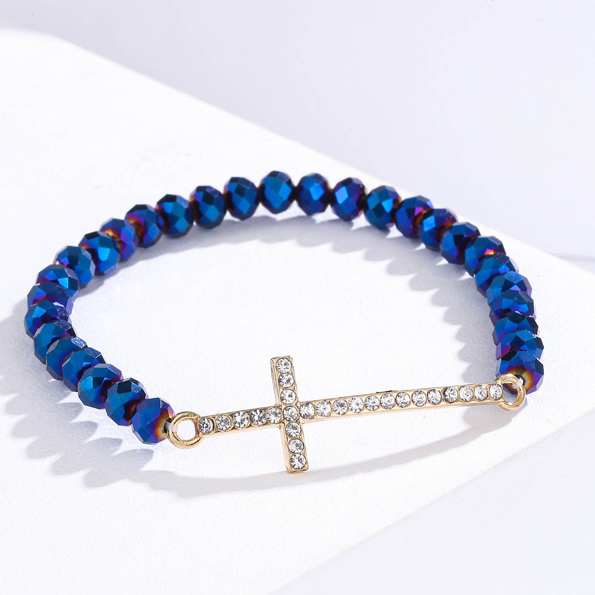 Wholesale Diamond Cross Colorful Crystal Beaded Bracelet