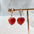 Wholesale 14K gold-wrapped lovely  red agate Crystal semi-precious stone peach heart-shaped earring