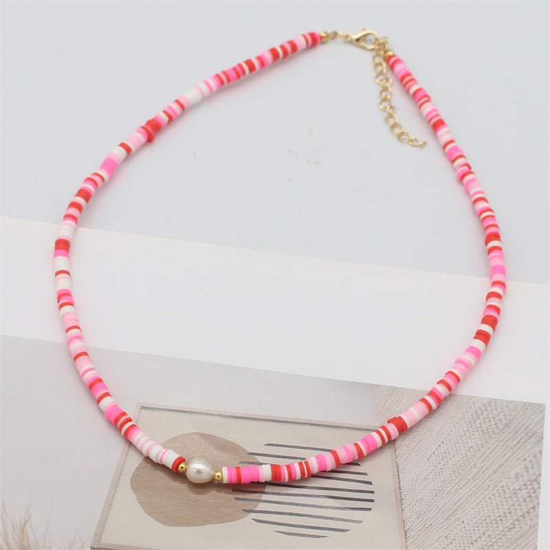 Wholesale  color soft pottery necklace