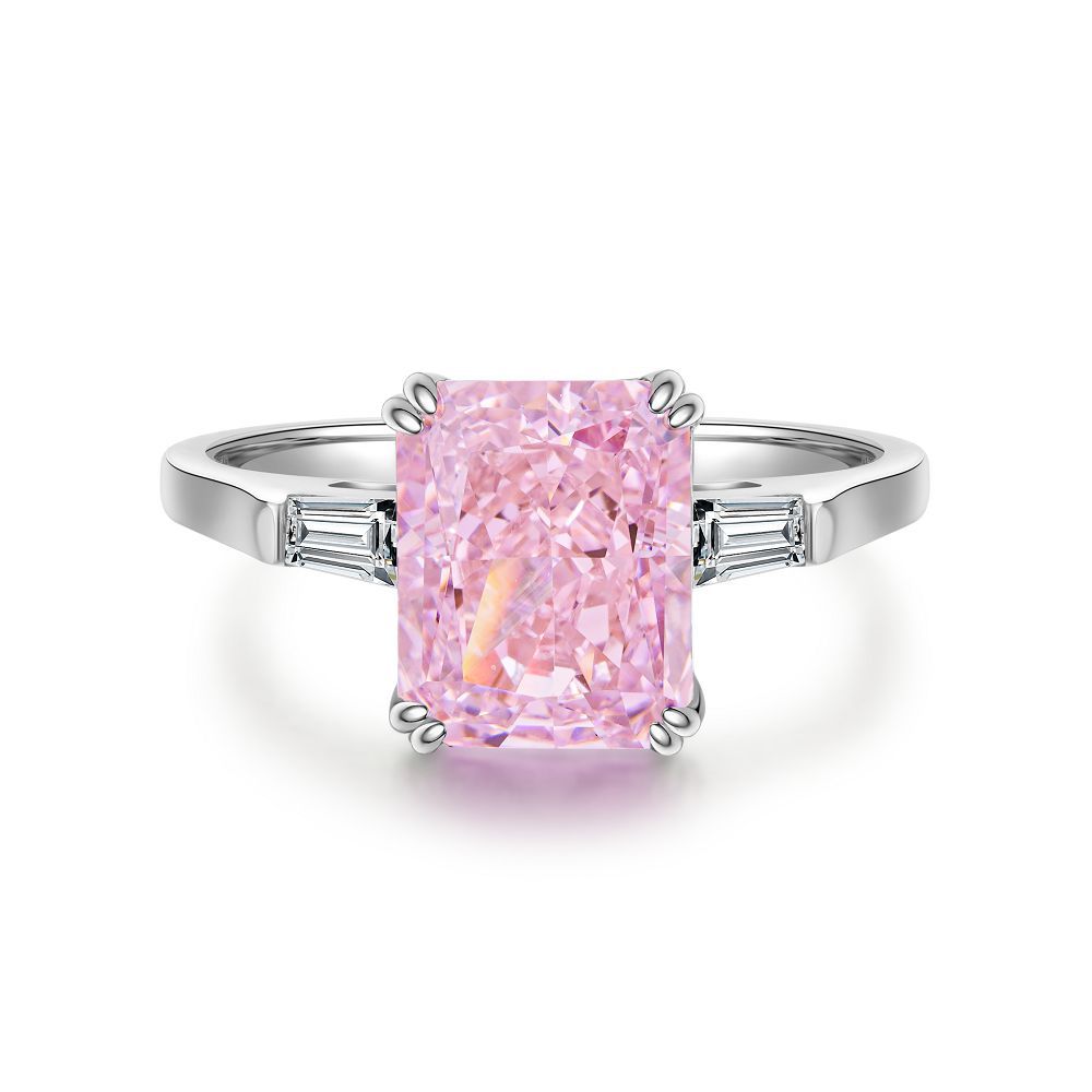 Wholesale S925 Sterling Silver Ice Cut Ring Pink Diamond Colored Gemstone ACC-RS-JiuHao020
