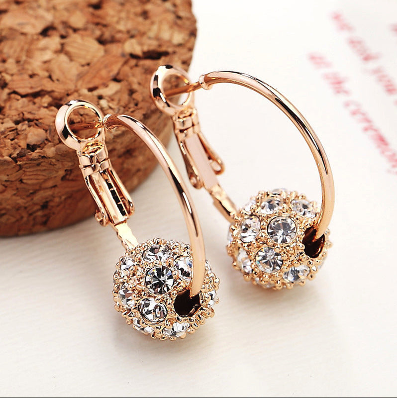 Wholesale Alloy Crystal Rhinestone Stud Earrings Lucky Ball Charm Jewelry for Everyday Wear