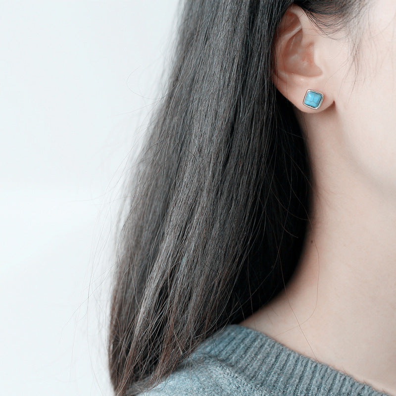 Wholesale Vintage turquoise square stud earrings