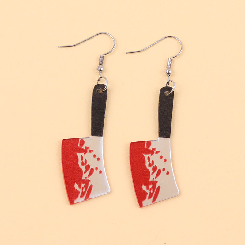 Wholesale  Halloween Acrylic Earrings Blood Mirror Dagger Chopper Axe Earrings