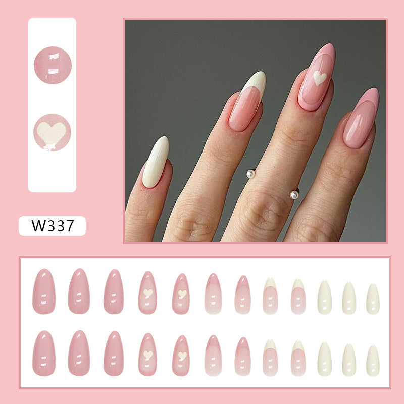 Wholesale 24 Pieces/box Valentine's Day Cute Solid Color Love Nails Kits Nail Stickers ACC-NS-QiHeng009