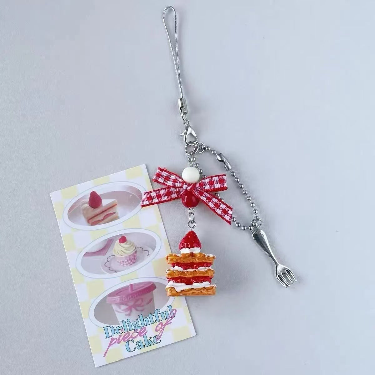 Wholesale Alloy Strawberry Napoleon Cake Bow Bag Charm for Women
