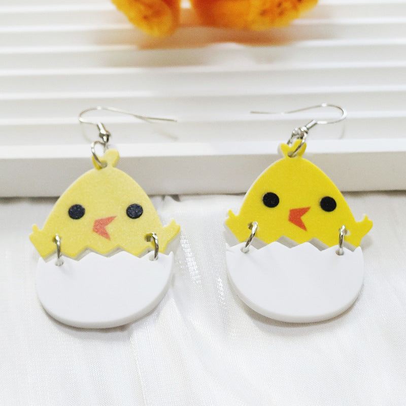 Wholesale 10pcs Easter Acrylic Colorful Cartoon Cute Bunny Earrings